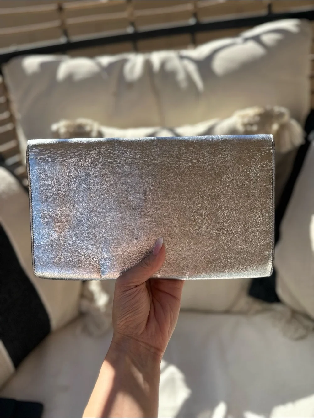 Metallic Silver YSL Clutch - Picture 9 of 9